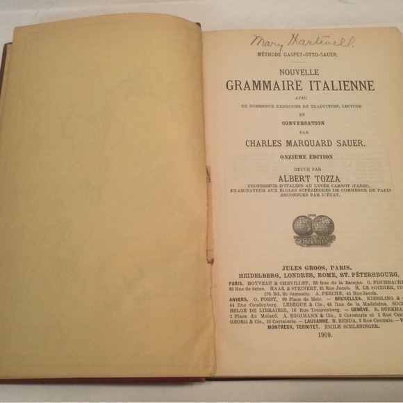 Sauer - Tora Grammaire Italienne Jules Groos 1909. - Picture 4 of 4